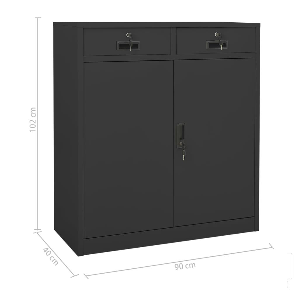 Anthracite Steel Office Cabinet 35.4x15.7x40.2 inches