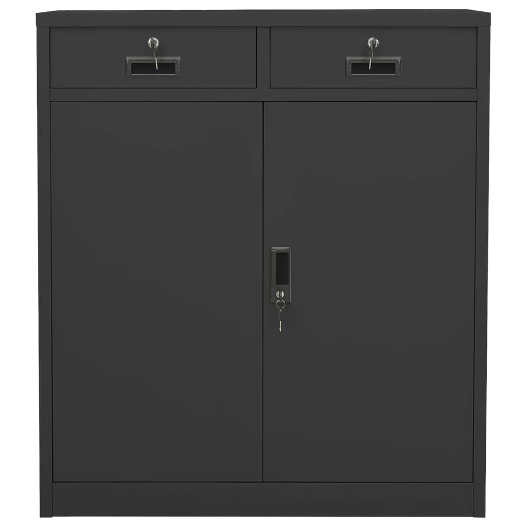 Anthracite Steel Office Cabinet 35.4x15.7x40.2 inches