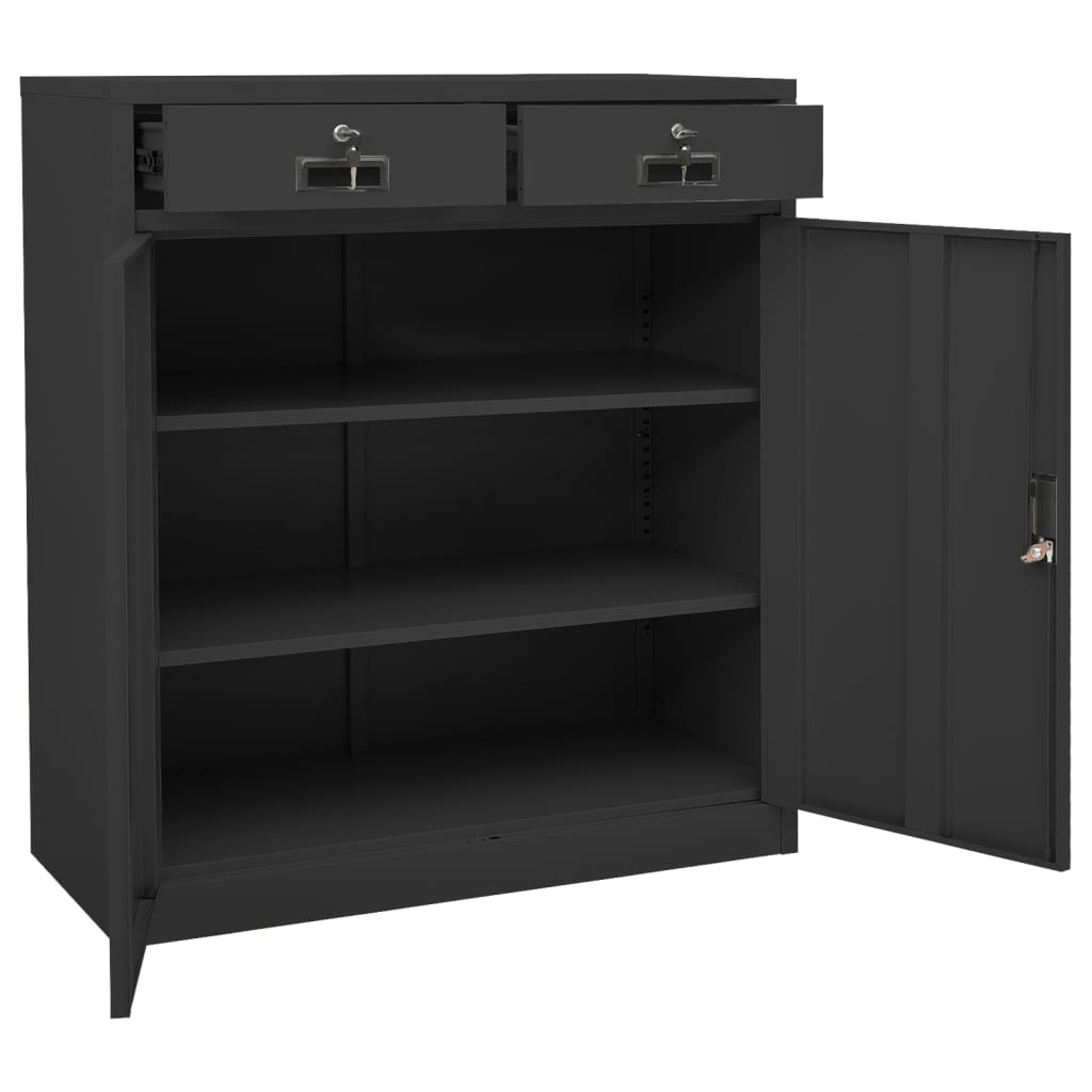 Anthracite Steel Office Cabinet 35.4x15.7x40.2 inches