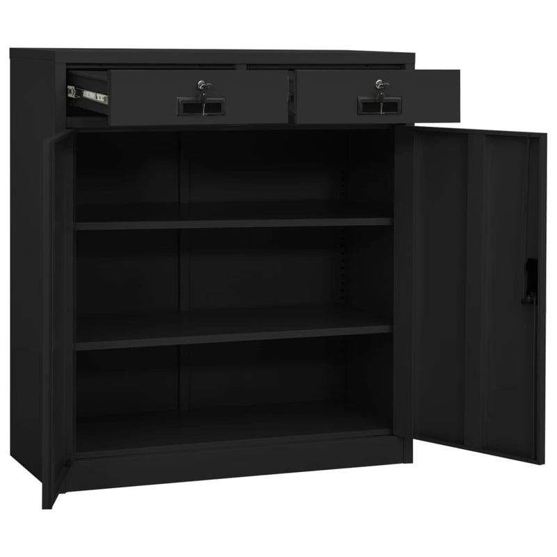 Anthracite Steel Office Cabinet 35.4x15.7x40.2 inches