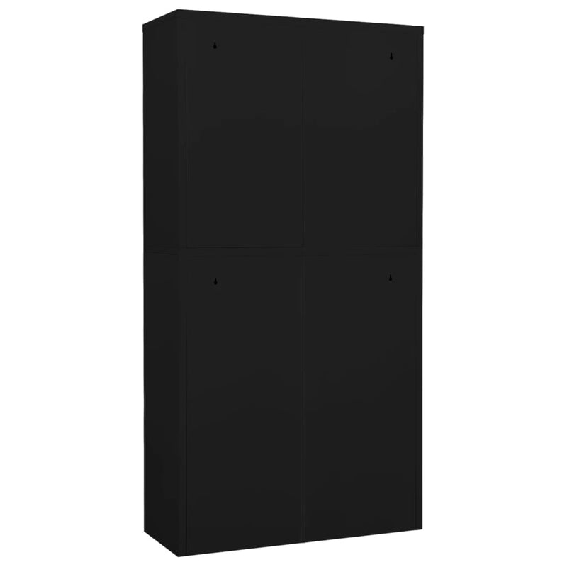 Black Office Cabinet 35.4x15.7x70.9 Steel and Tempered Glass