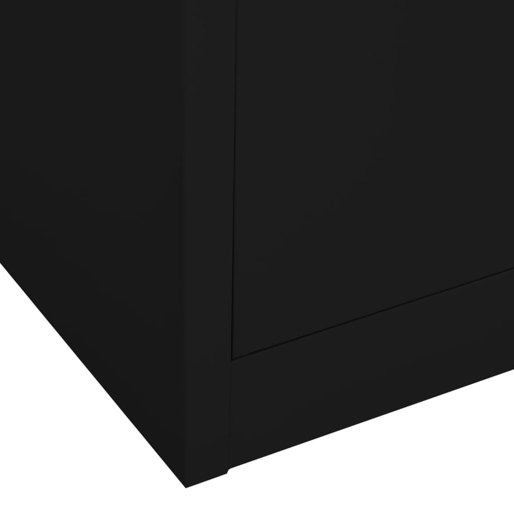 Black Office Cabinet 35.4x15.7x70.9 Steel and Tempered Glass