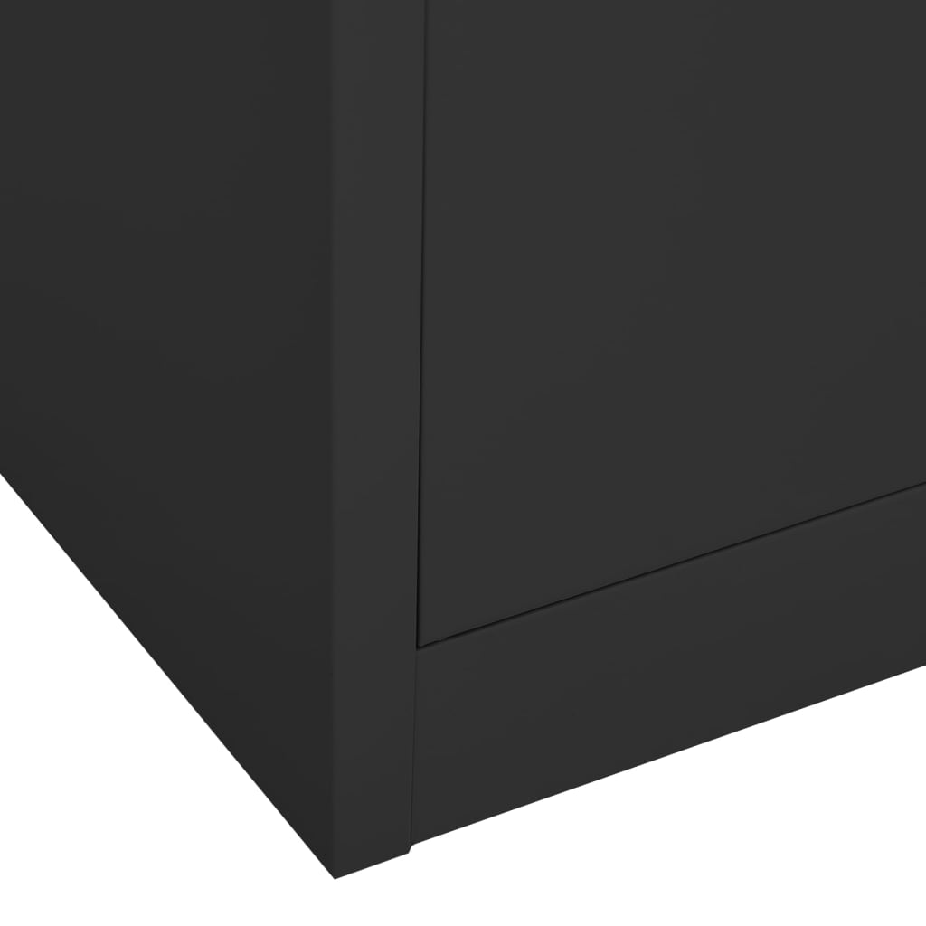 35.4x15.7x70.9 Anthracite Office Cabinet with Steel and Tempered Glass