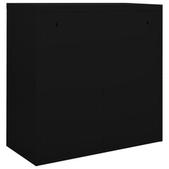 Black Steel Cabinet with Sliding Doors 35.4x15.7x35.4