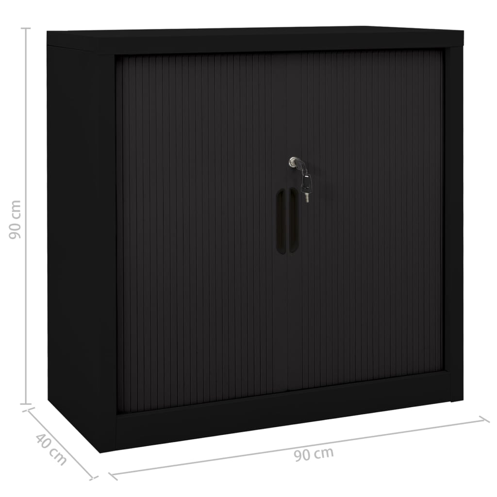 Black Steel Cabinet with Sliding Doors 35.4x15.7x35.4