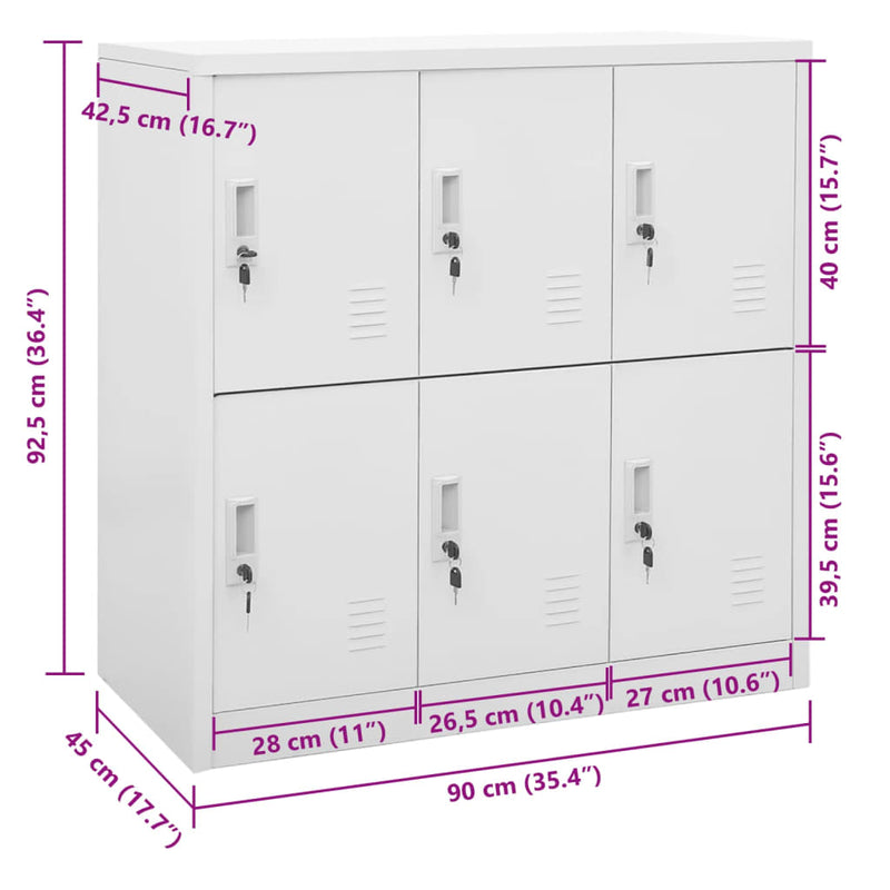 Light Gray Storage Locker Cabinet 35.4x17.7x36.4 Steel