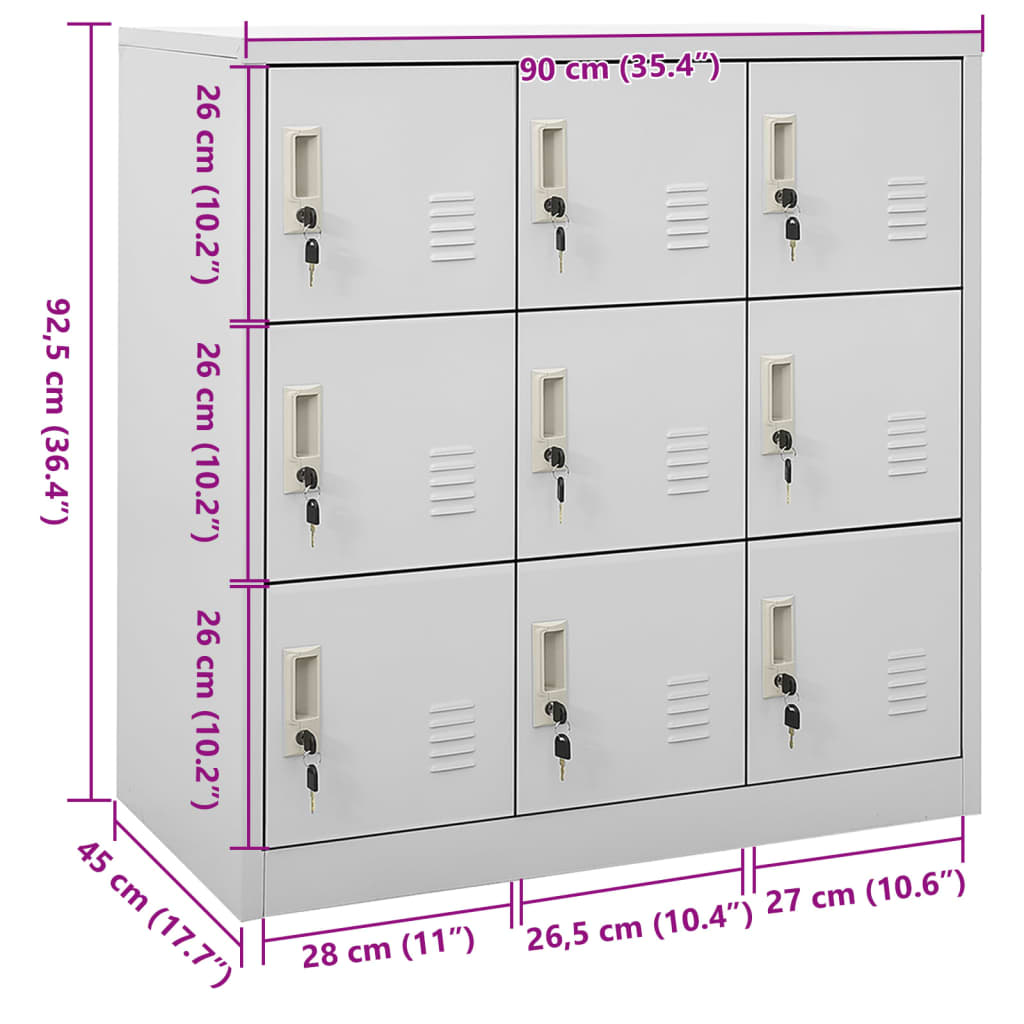 35.4x17.7x36.4 Locker Cabinet in Light Gray Steel