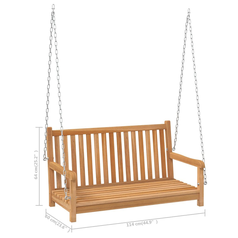 Solid Teak Wood Swing Bench 44.9x23.6x25.2