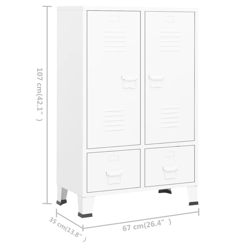 White Industrial Wardrobe Steel 26.4x13.8x42.1 inches