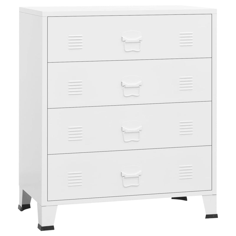 White Metal Industrial Drawer Cabinet 30.7x15.7x36.6