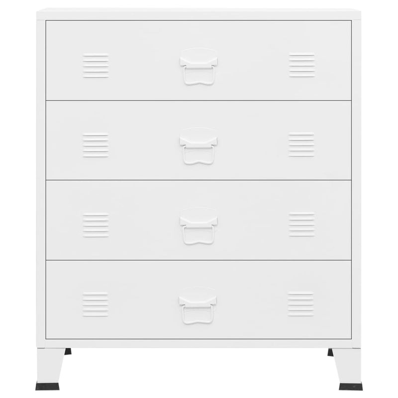 White Metal Industrial Drawer Cabinet 30.7x15.7x36.6