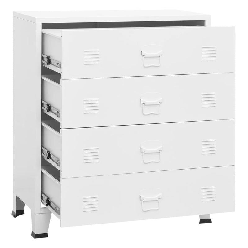 White Metal Industrial Drawer Cabinet 30.7x15.7x36.6