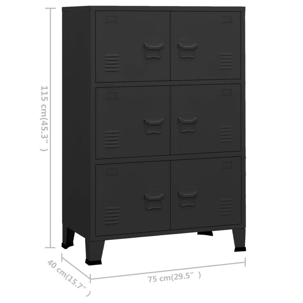 29.5x15.7x45.3 Industrial Storage Chest in Black Metal