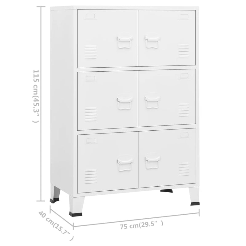 White Metal Industrial Storage Chest 29.5x15.7x45.3