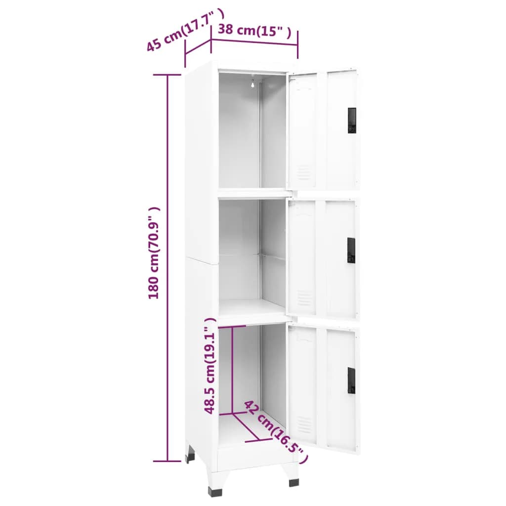 15x17.7x70.9 White Locker Cabinet Steel