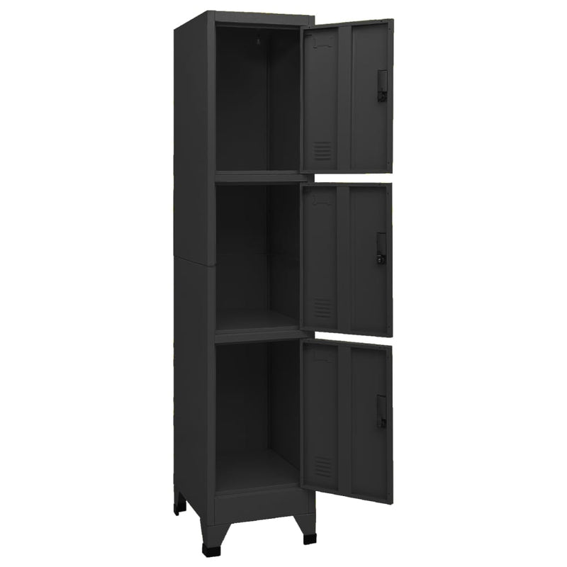 Locker Cabinet Black 15x17.7x70.9 Steel