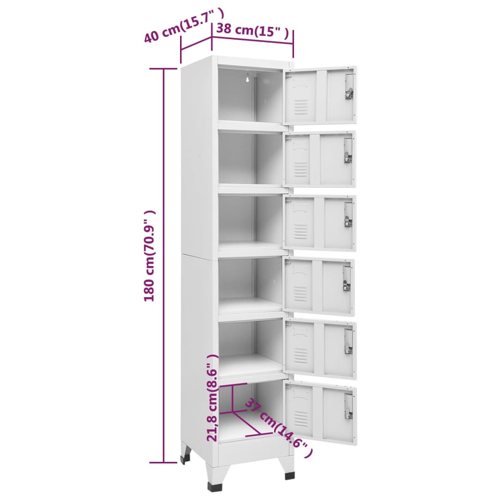 15x15.7x70.9 Locker Cabinet in Light Gray Steel