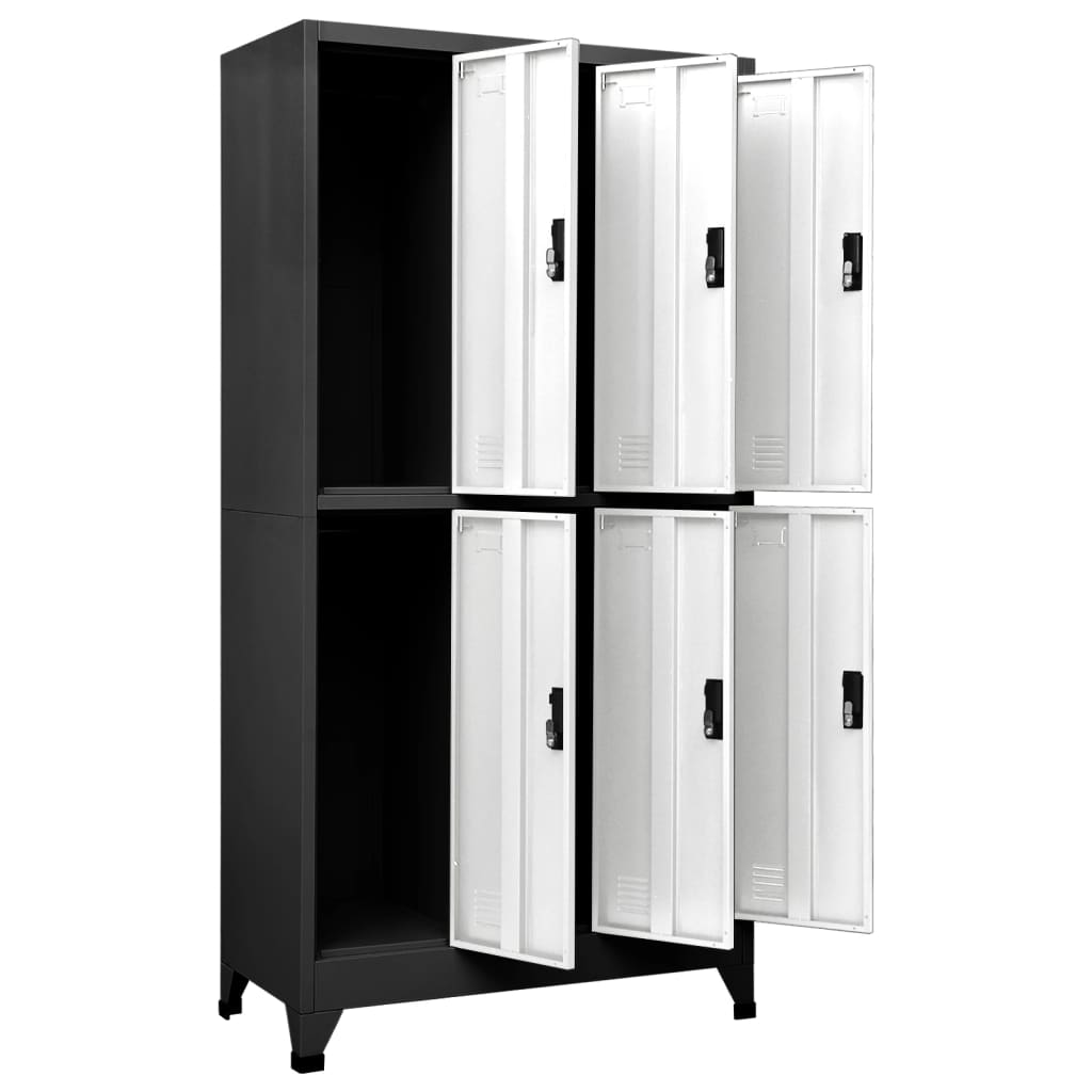 35.4x17.7x70.9 Steel Locker Cabinet Anthracite and White