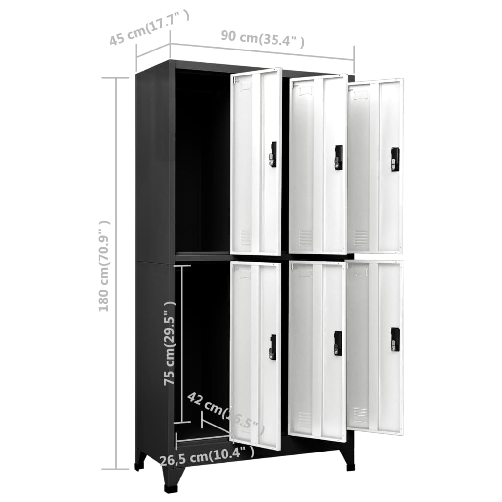 35.4x17.7x70.9 Steel Locker Cabinet Anthracite and White