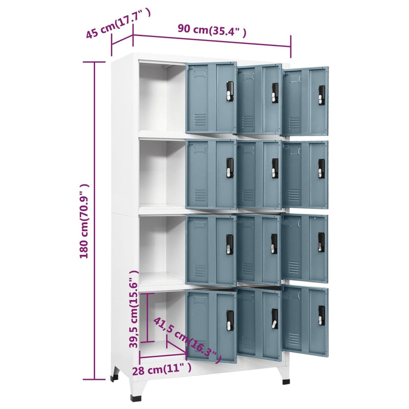 Locker Cabinet Light Gray and Dark Gray 35.4x17.7x70.9 Steel