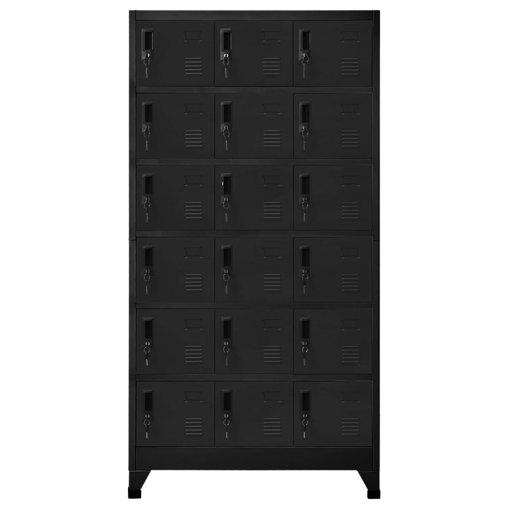 Black Steel Locker Cabinet 35.4x15.7x70.9 inches