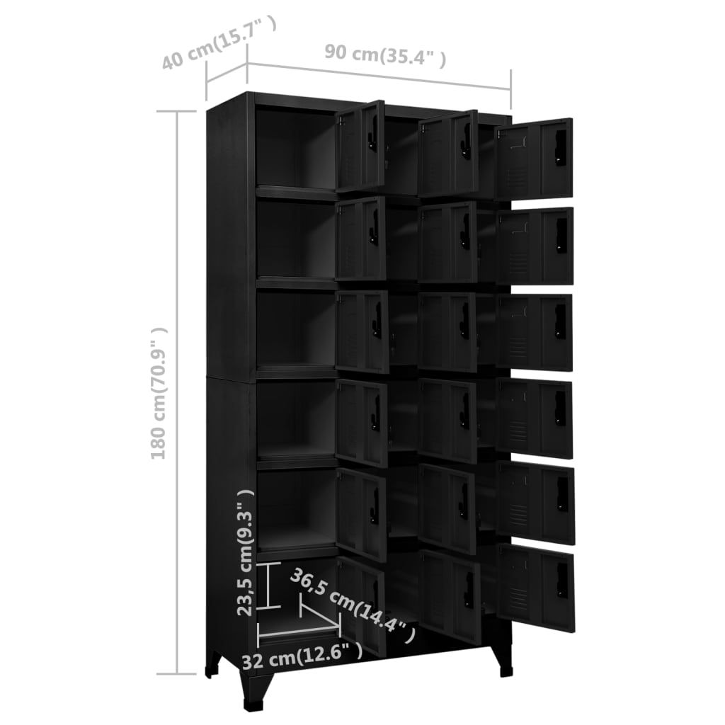 Black Steel Locker Cabinet 35.4x15.7x70.9 inches