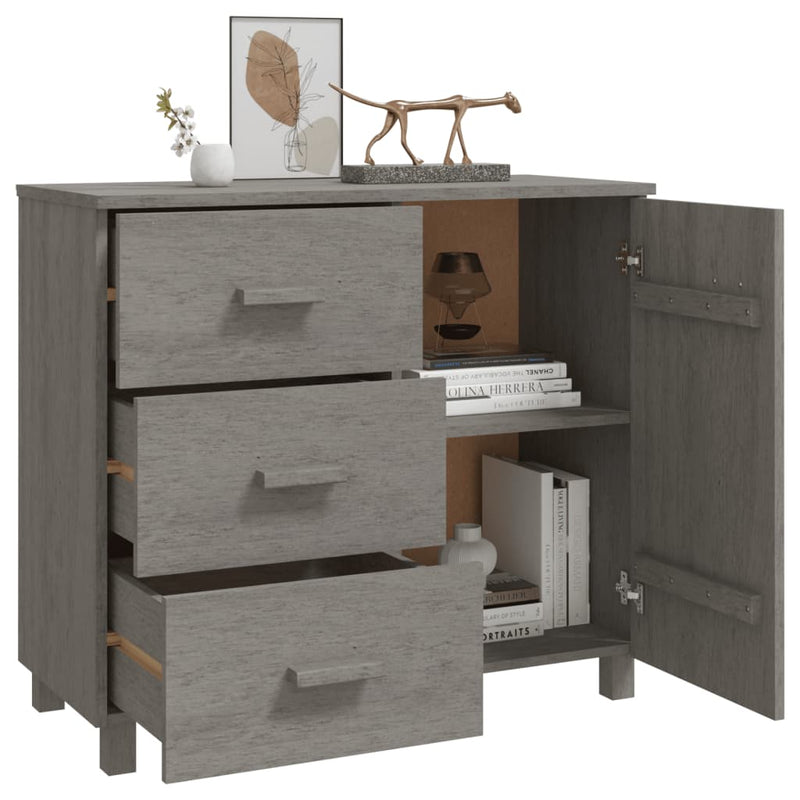 Sideboard HAMAR Light Gray 35.4x15.7x31.5 Solid Pinewood