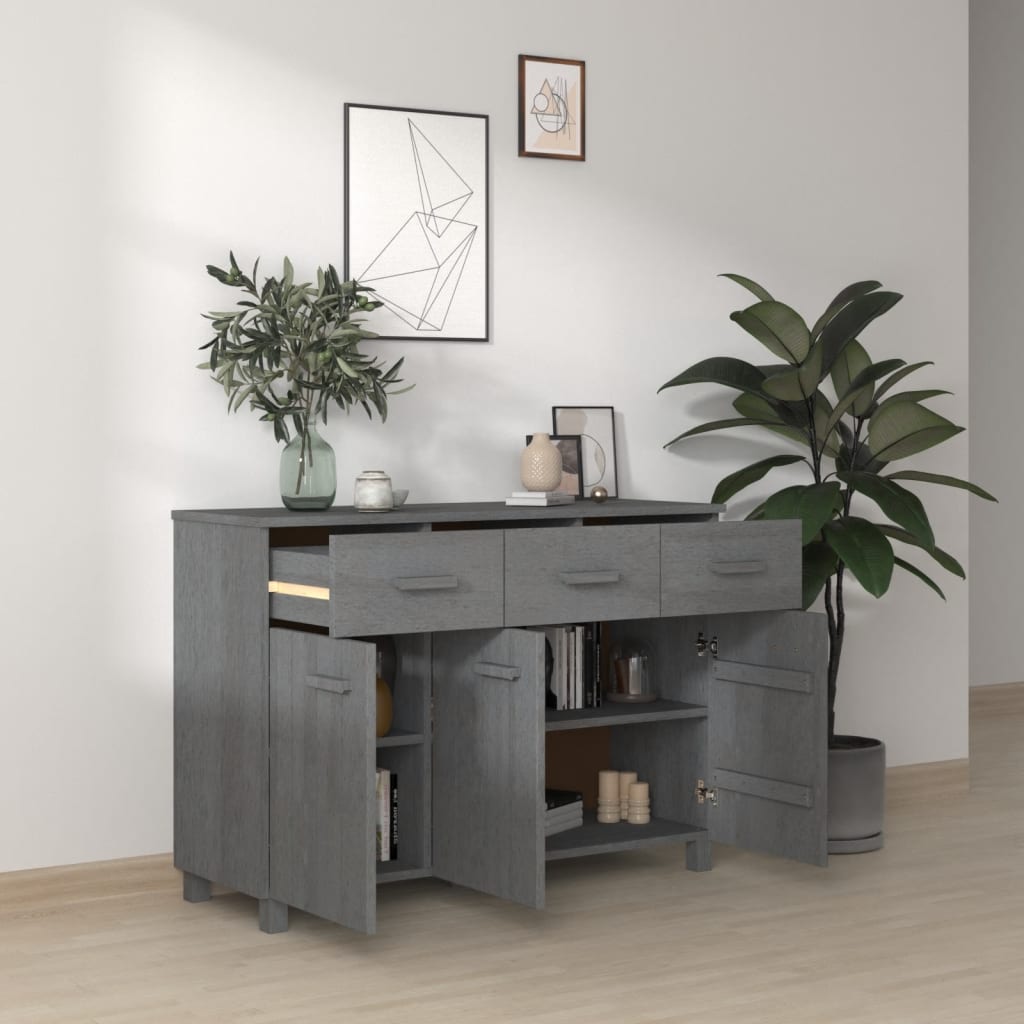 44.5x15.7x31.5 Dark Gray Sideboard HAMAR Solid Wood Pine