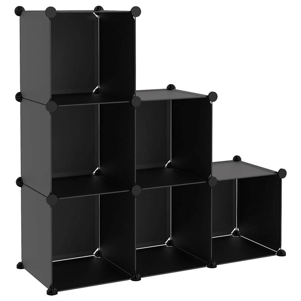 Storage Cube Organizer with 6 Cubes Black PP