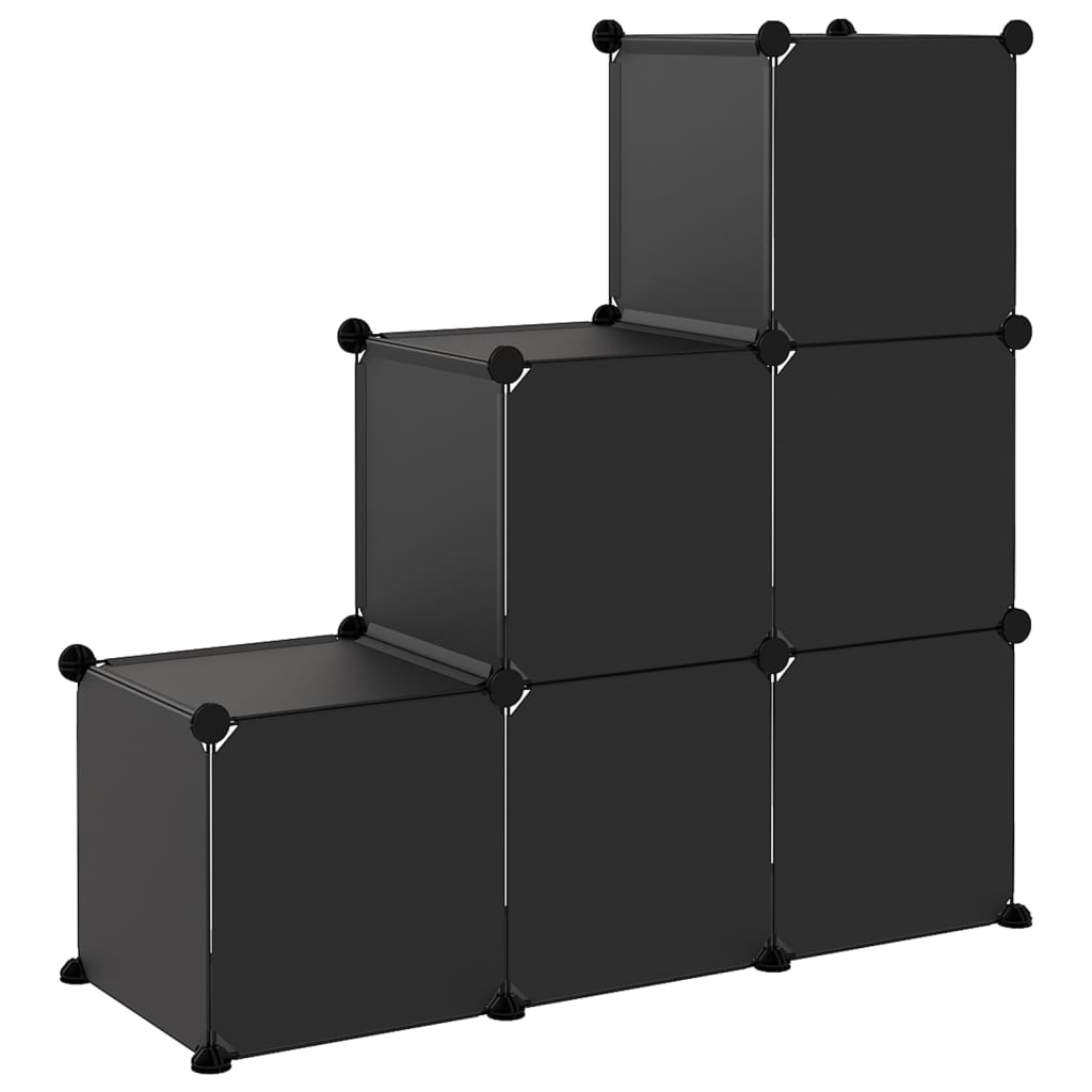 Storage Cube Organizer with 6 Cubes Black PP