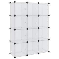 Storage Cube Organizer with 12 Cubes and Doors Transparent PP