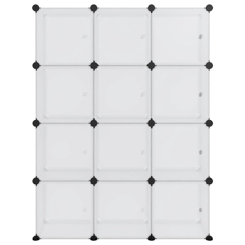 Storage Cube Organizer with 12 Cubes and Doors Transparent PP