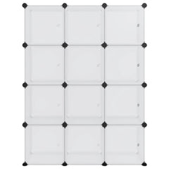 Storage Cube Organizer with 12 Cubes and Doors Transparent PP