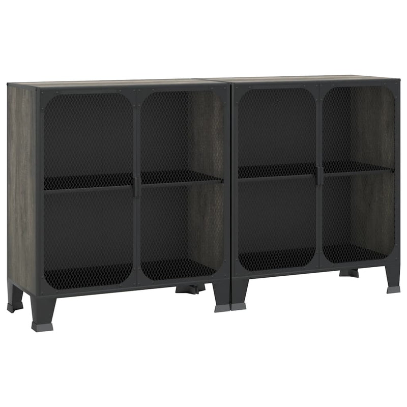 Storage Cabinets 2 pcs Gray 28.3x14.2x32.3 Metal and MDF