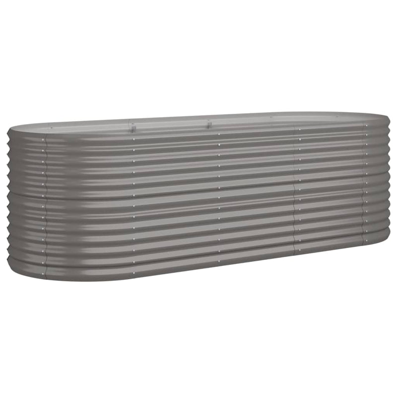 Gray Powder-Coated Steel Raised Garden Bed 88.2 x 31.5 x 26.8 Inches