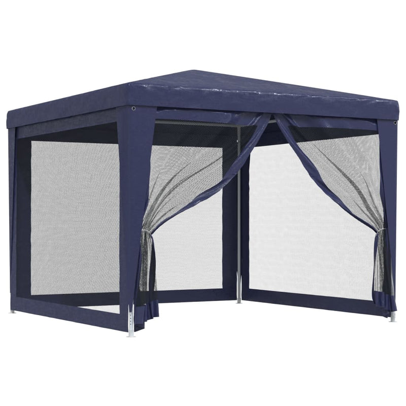 Blue Party Tent with 4 Mesh Sidewalls 9.8 x 9.8 Feet