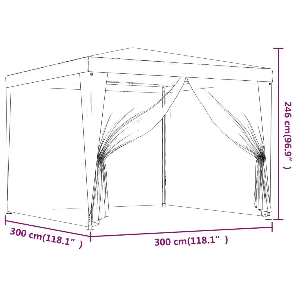 Blue Party Tent with 4 Mesh Sidewalls 9.8 x 9.8 Feet