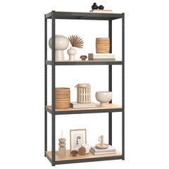 4-Layer Storage Shelf Made of Anthracite Steel and Engineered Wood