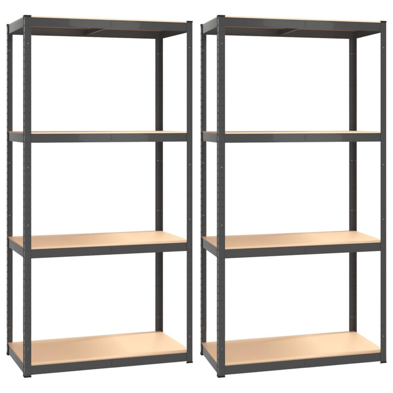 4-Layer Shelves 2 pcs Anthracite Steel and Engineered Wood