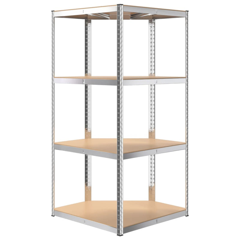 4-Layer Corner Shelf Silver Steel and Engineered Wood