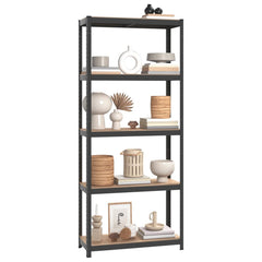 5-Layer Shelves 3 pcs Anthracite Steel and Engineered Wood for Versatile Storage