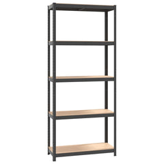 5-Layer Shelves 3 pcs Anthracite Steel and Engineered Wood for Versatile Storage