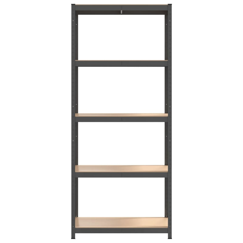 5-Layer Shelves 3 pcs Anthracite Steel and Engineered Wood for Versatile Storage