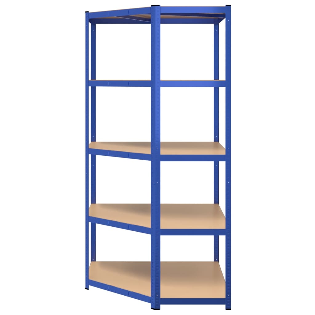 Durable 5-Layer Corner Shelf Blue Steel with Engineered Wood Design