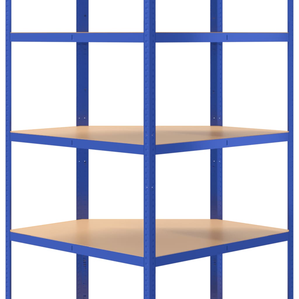 Durable 5-Layer Corner Shelf Blue Steel with Engineered Wood Design