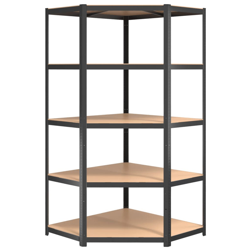 Durable 5-Layer Corner Shelf Anthracite Steel with Engineered Wood