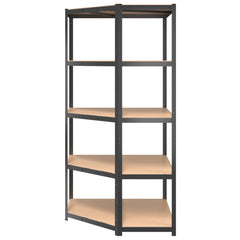 Durable 5-Layer Corner Shelf Anthracite Steel with Engineered Wood