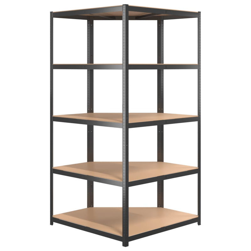 Durable 5-Layer Corner Shelf Anthracite Steel with Engineered Wood