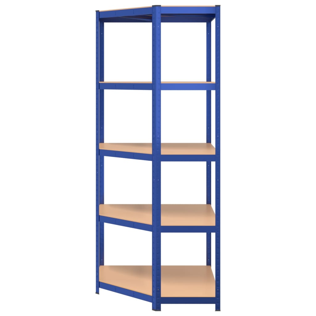 5-Layer Corner Shelf Blue Steel and Engineered Wood