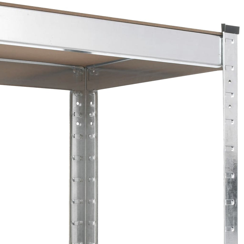 5-Layer Work Table with Shelves Silver Steel and Engineered Wood